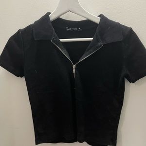 Brandy melville half zip crop top